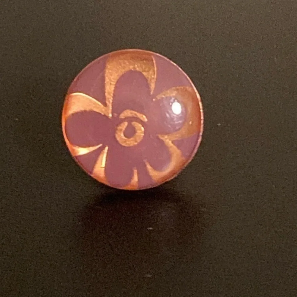 Purple and Gold Floral Button